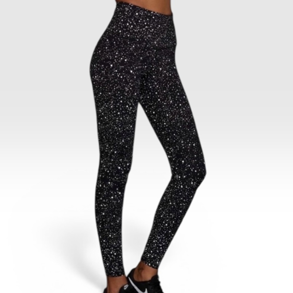 NWT Black Line by Noli Silver Speckled Reflective Activewear Yoga Legging Size S